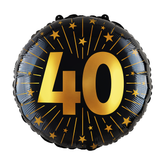 40 Jaar Helium Ballon Zwart Goud Folie Leeg 45cm